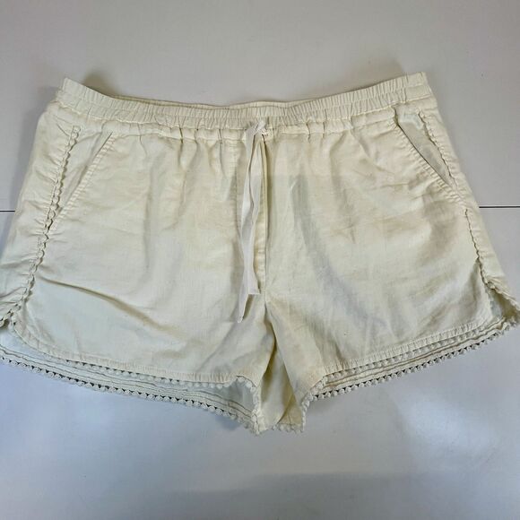 NEW W/Tag Ann Taylor Loft Outlet Wm Shorts Eyelet Trim White Linen Blend SZ‎ LG - Picture 13 of 13